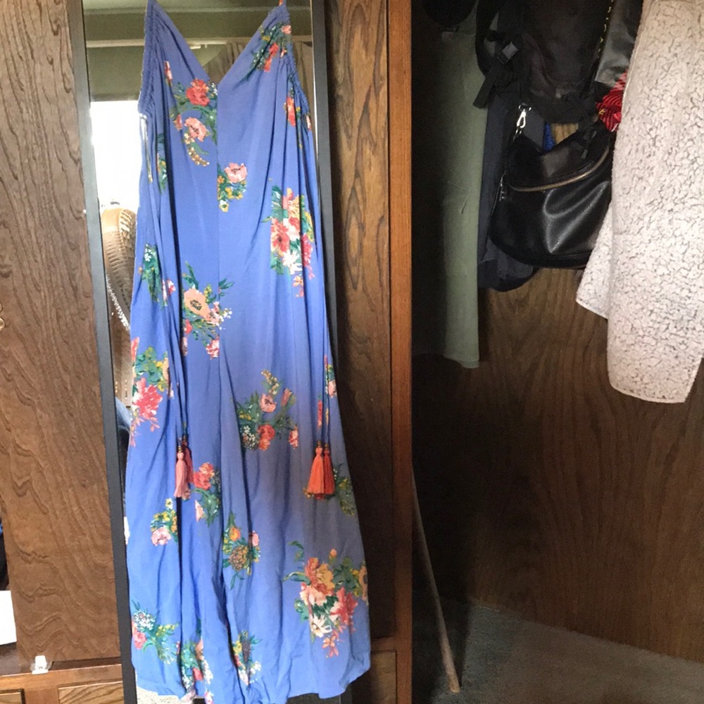 Boho Periwinkle Floral Jumpsuit